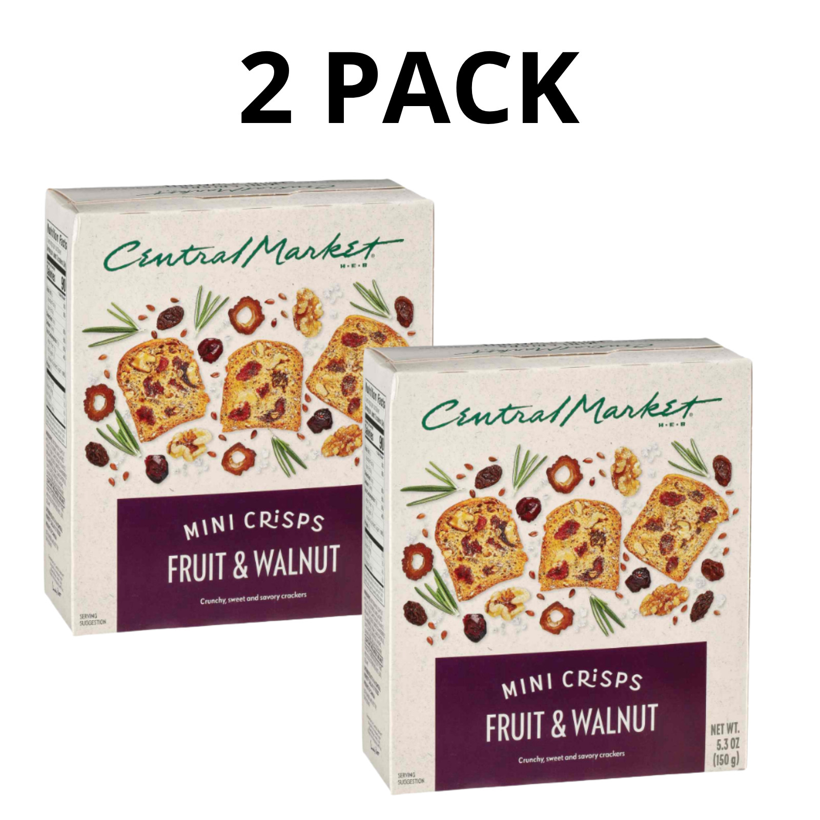 Central Market Fruit & Walnut Mini Crisps 5.3oz – 2 PACK