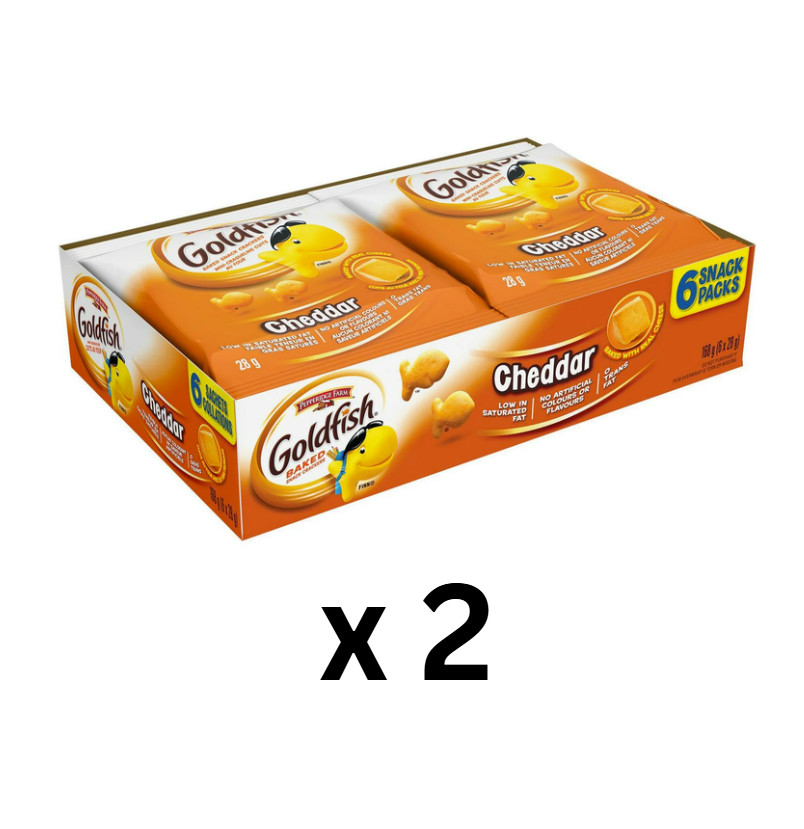 Goldfish Cheddar Crackers Snack Packs, 6 x 28 g – Pack of 2