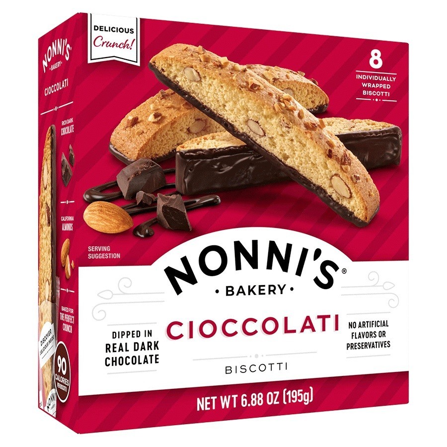 Nonni’s CIOCCOLATI Biscotti Real DARK CHOCOLATE Cookies 8 Wrap Individual 6.8Oz