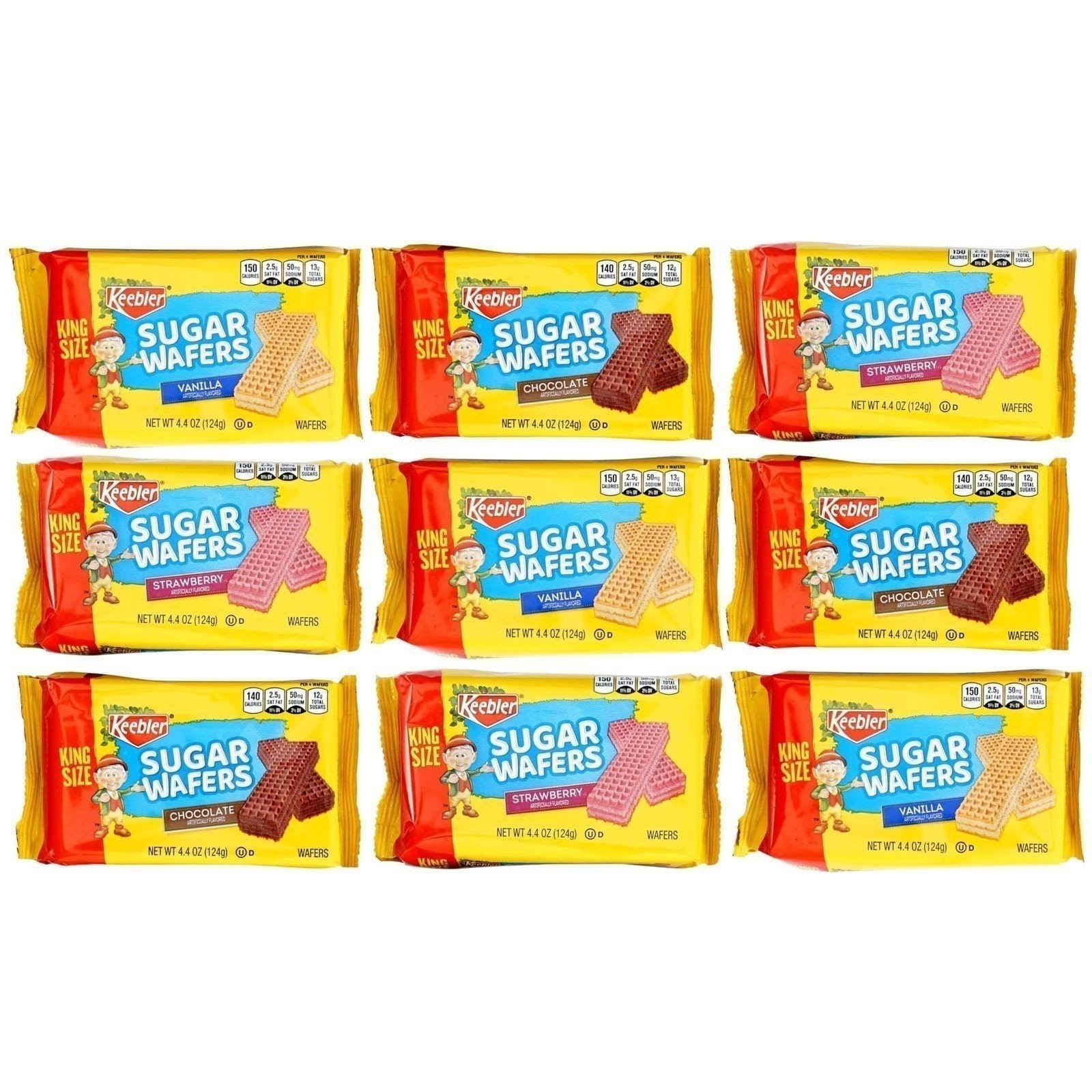 Keebler Sugar Wafers King Size 9 Count Variety Pack, 4.4oz Individual Wafer…