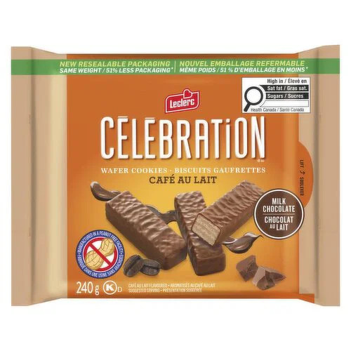 Leclerc Celebration Coffee & Milk Wafer Cookies 240 g. / 8.5 oz. x 2