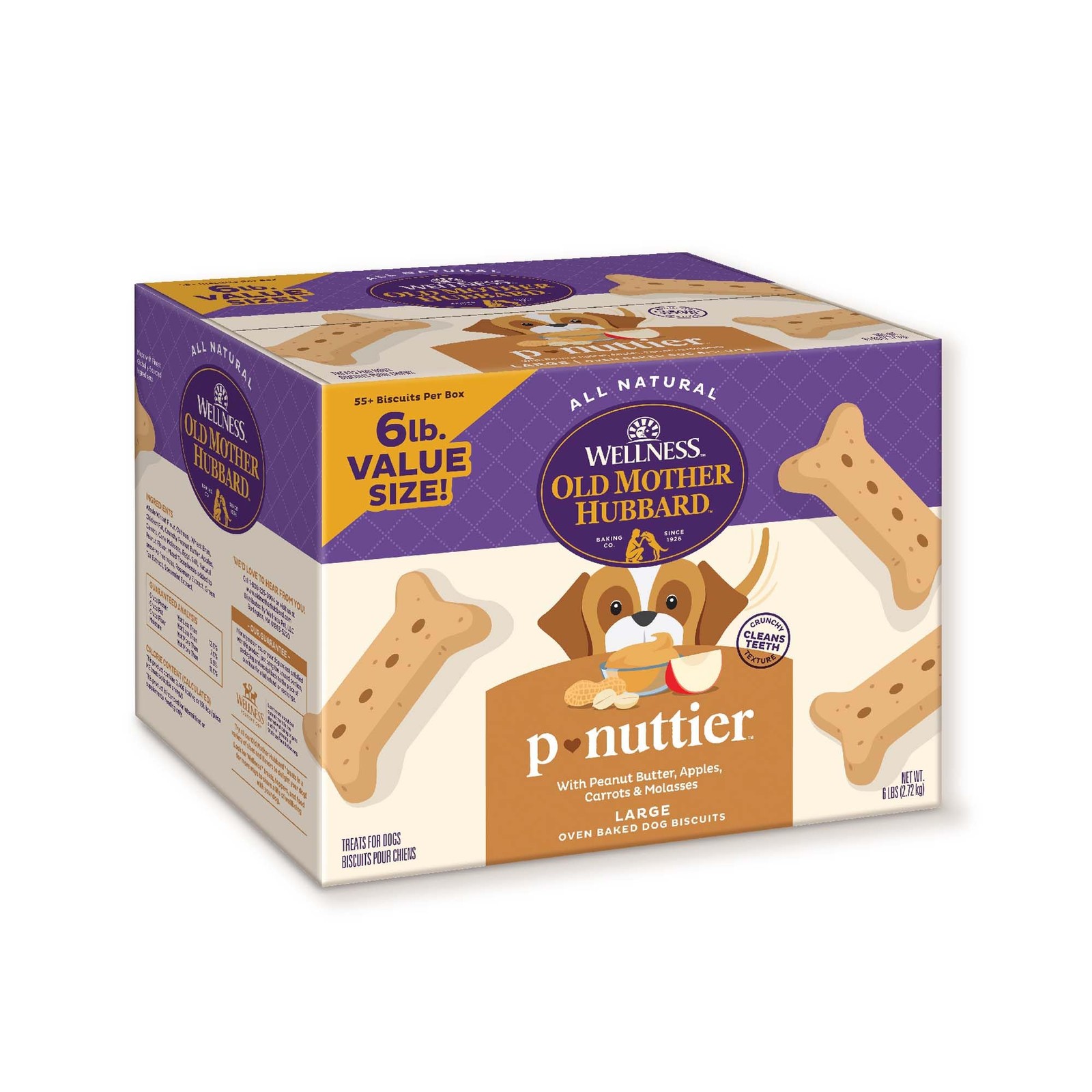 Old Mother Hubbard Wellness P-Nuttier Dog Biscuits, Peanut Butter, 6-lb Box