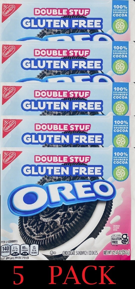 5x NABISCO OREO Double Stuf GLUTEN FREE Chocolate Sandwich Cookies 12.47 oz 5 PK