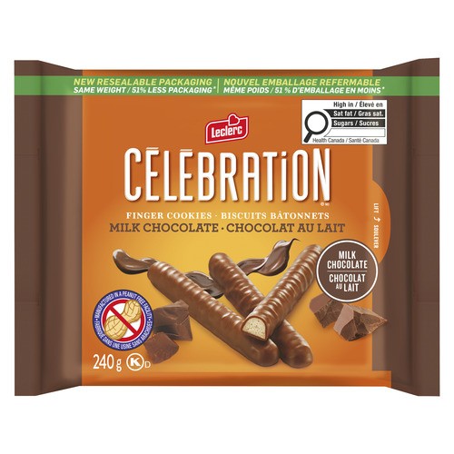 Leclerc Celebration Milk Chocolate Finger Cookies 240 g. / 8.5 oz. x 2