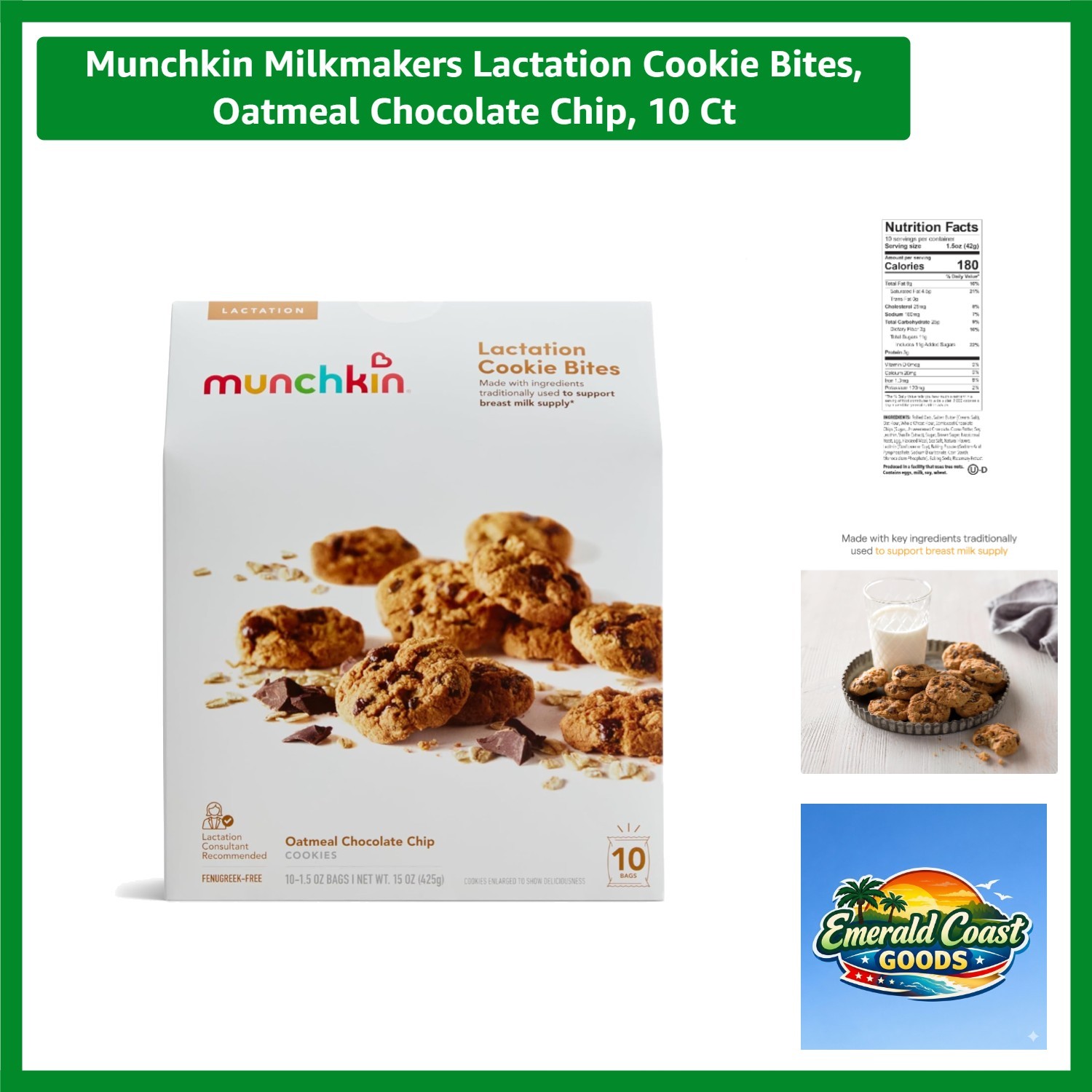 Milkmakers 15 Oz Lactation Cookie Bites, Oatmeal Chocolate Chip, Kosher Snack
