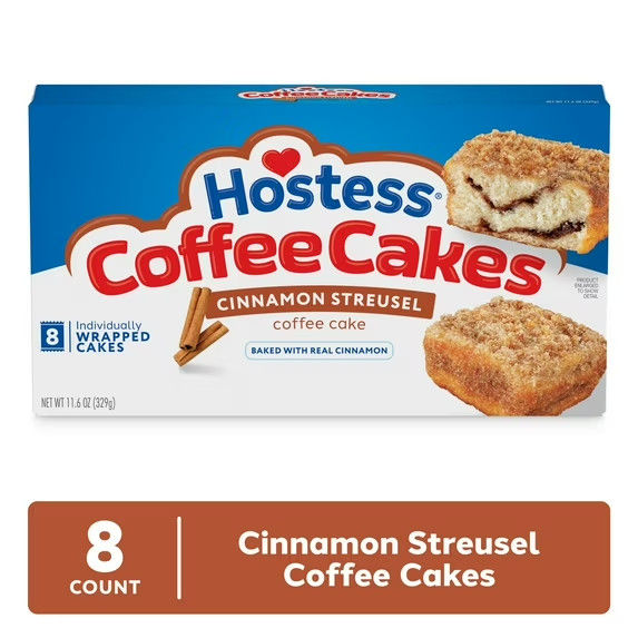 Hostess Coffee Cakes, Cinnamon Streusel Snack Cakes, 11.6 oz Box (8 Count)