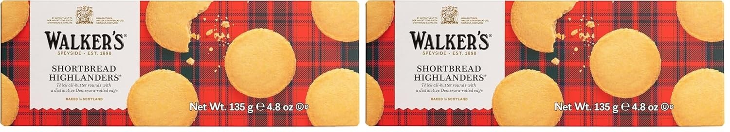Shortbread Highlanders, Pure Butter Shortbread Cookies, 4.7 Oz Box Pack of 2
