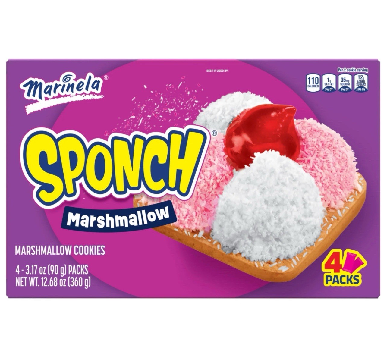 🟠 New Mexican Marinela SPONCH Marshmallow Cookies Snack Cake 4 Packs 12.68oz