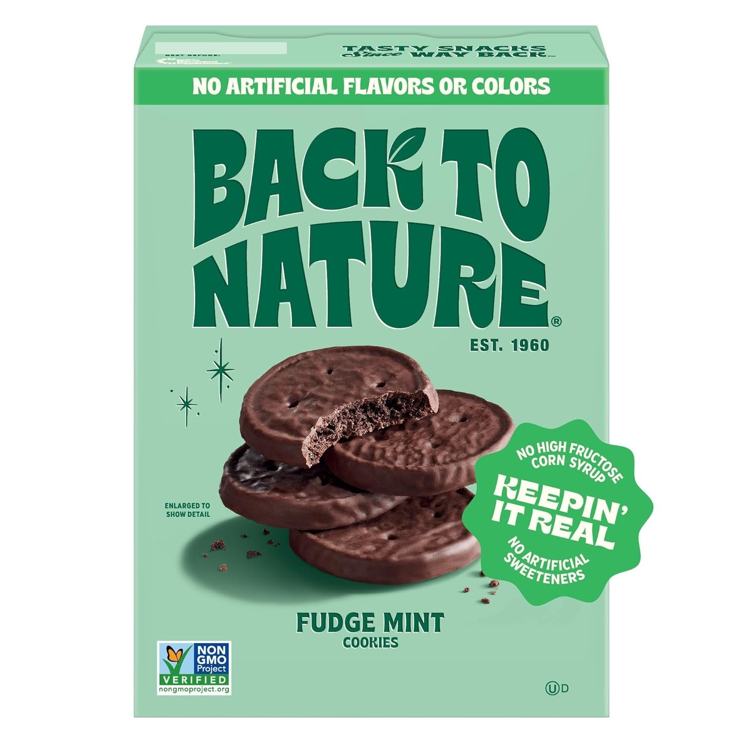 Back to Nature Fudge Mint Cookies, Plant-Based, Non-GMO, Made with Wheat Flour,