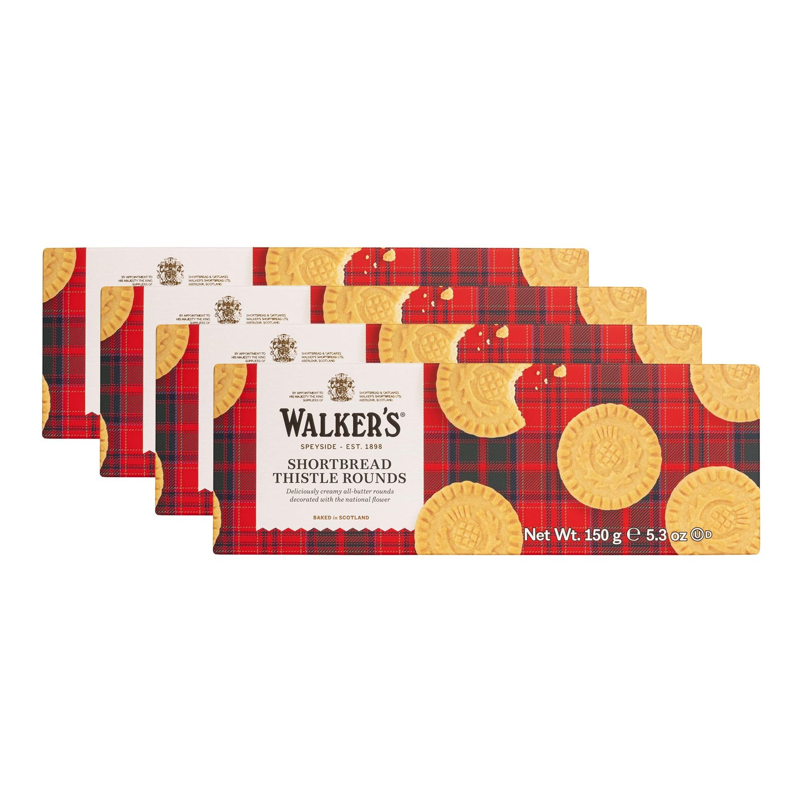 Walker’s Shortbread Rounds Pure Butter Shortbread Cookies 5.3 Oz Box Pack of 4