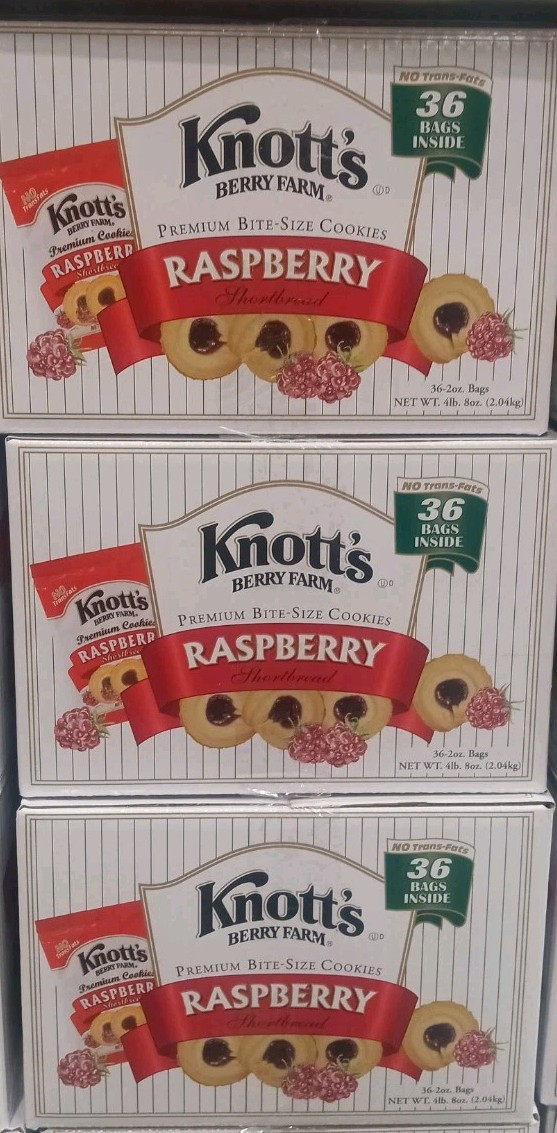 Knott’s Berry Farm Premium Shortbread Cookies, Raspberry, 2 oz, 36-count
