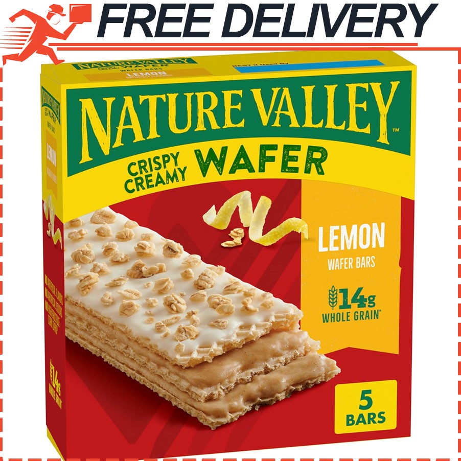Nature Valley Crispy Creamy Wafer Bars, Lemon, Whole Grain, 5 Bars, 6.5 oz