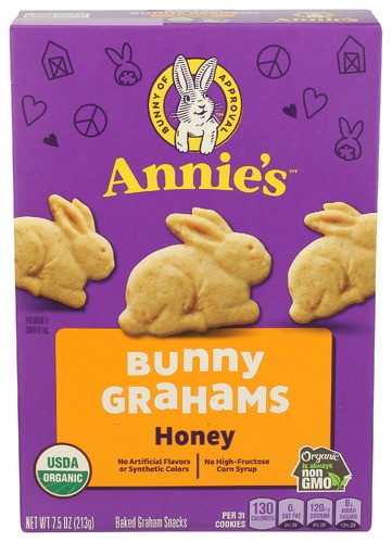 Annie’s Homegrown Bunny Graham Honey Cookies 7.5 oz (Pack of 12)
