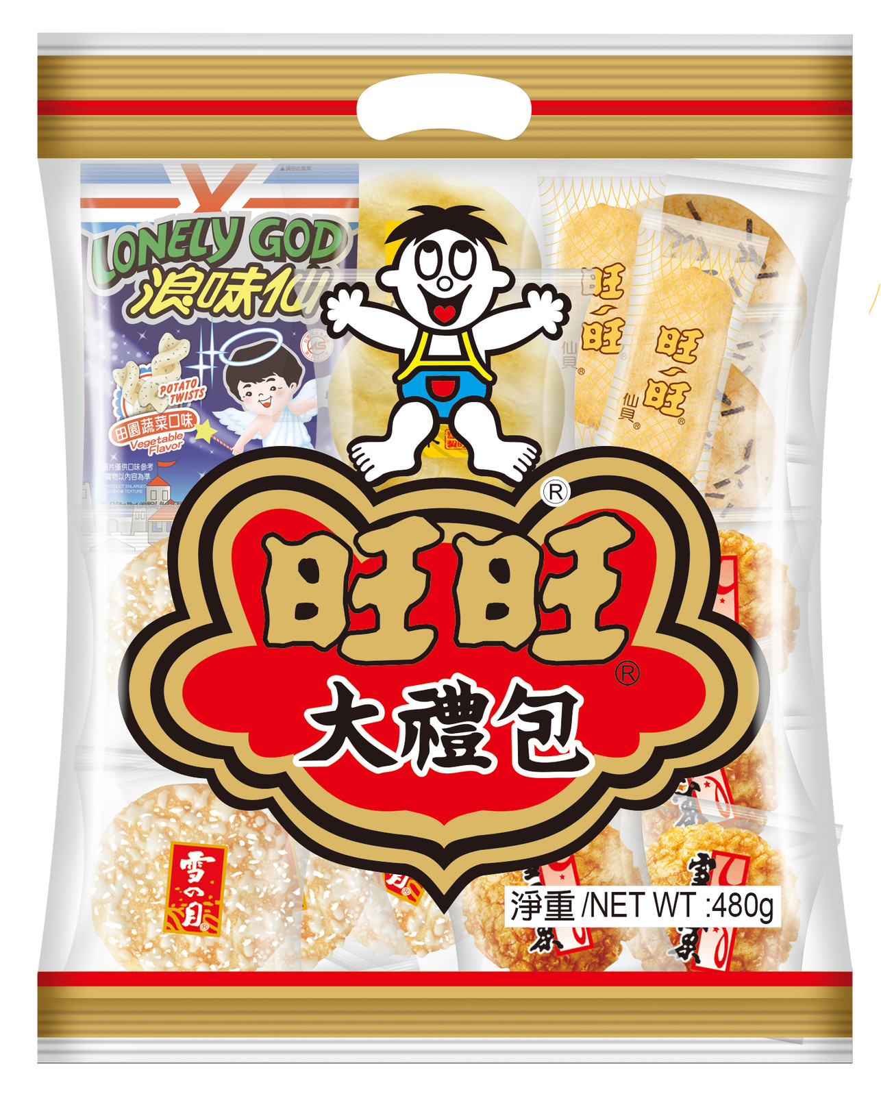 Want Want Assorted Gift Bag Collection Healthy Crunchy Flavor Snack 480g NEW
