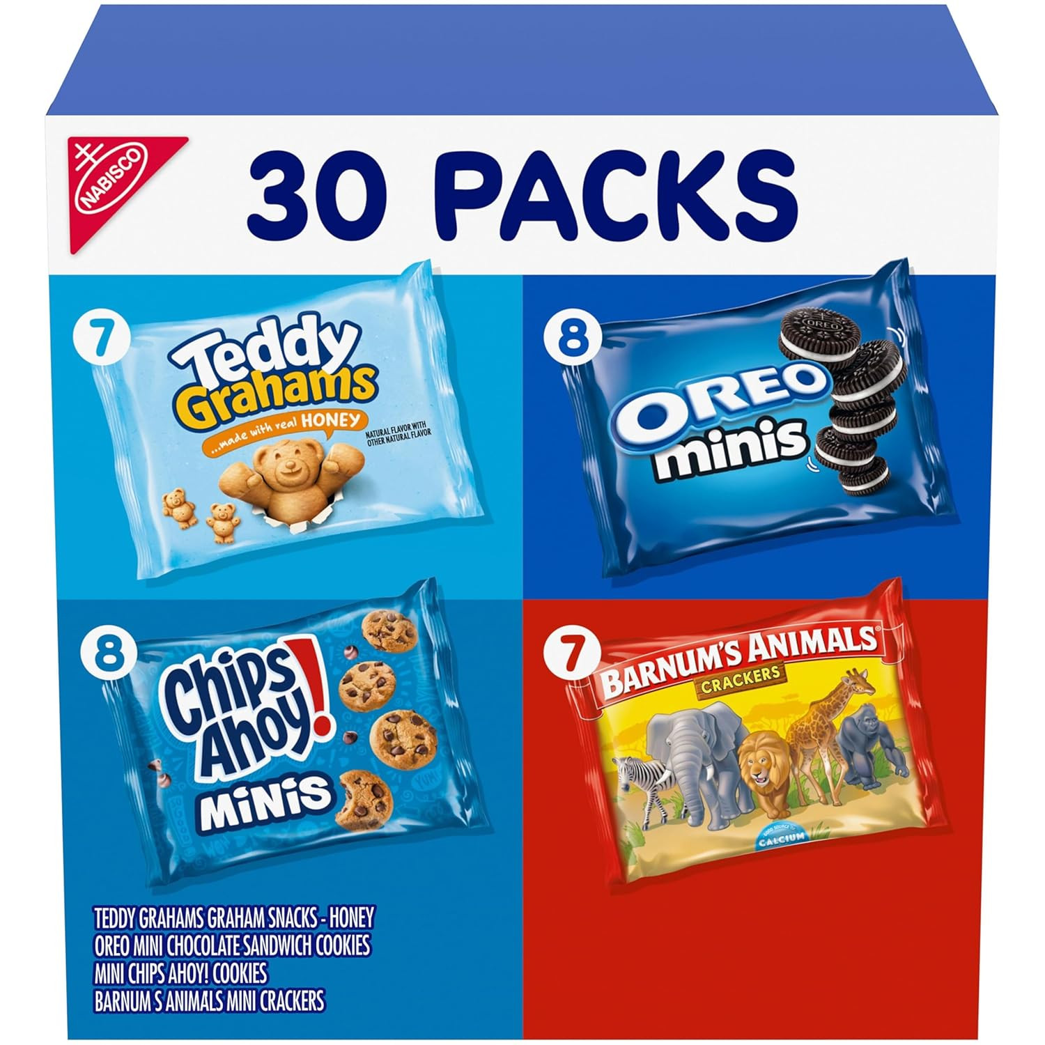 Nabisco Team Favorites Snack Pack Variety Oreo Chips Ahoy Teddy Grahams 30 Ct