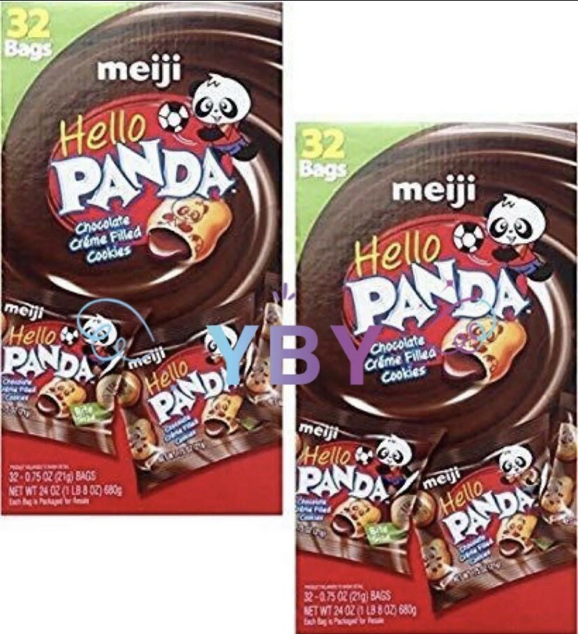 2 Packs Meiji Hello Panda Chocolate Creme Filled Cookie Vend Pack 32CT 24OZ Each