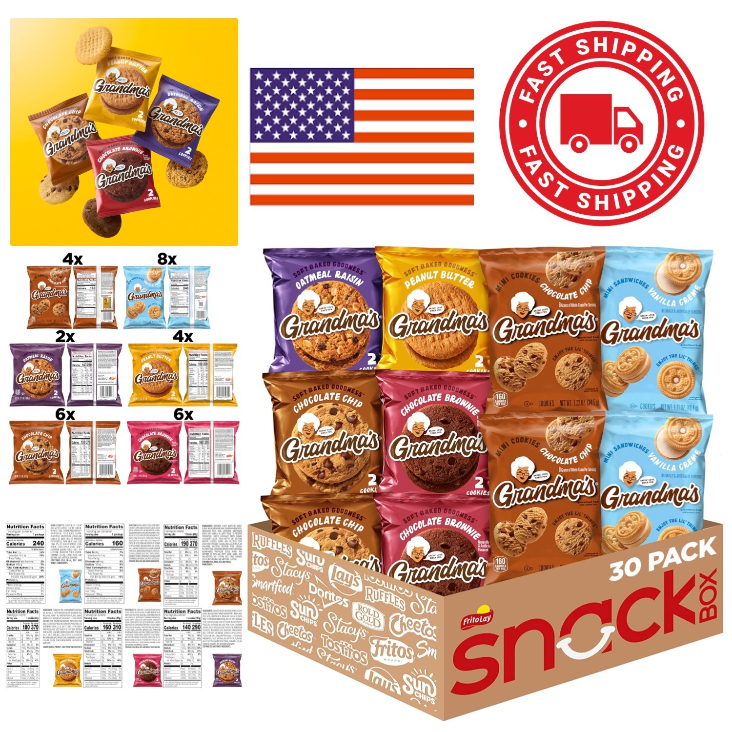Vegetarian Cookie Variety Pack 30 Individually Wrapped Treats for Any Occasion