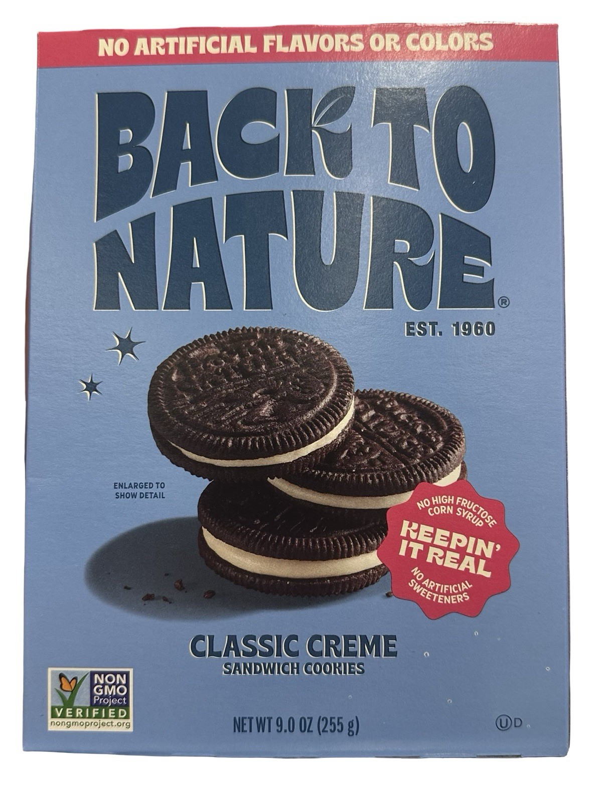 Classic Creme “Oreo” Cookies Back To Nature 9oz No Artificial Flavors Or Colors