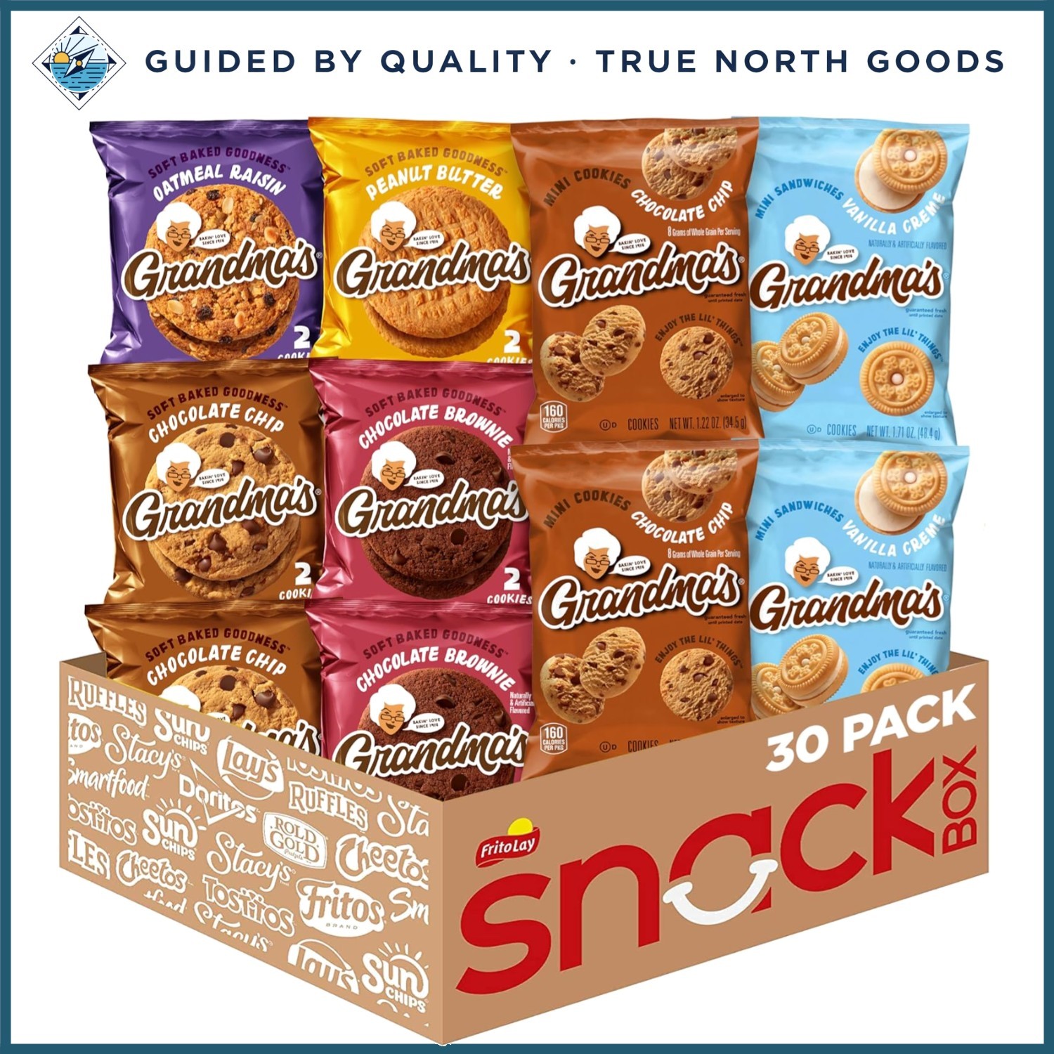 30 Count Cookie Variety Pack, Includes Chocolate Chip and Peanut Butter