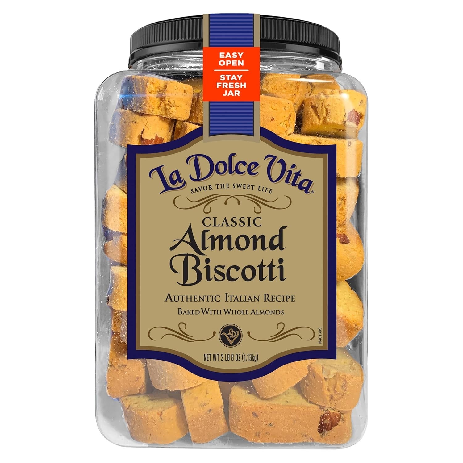 Fresh Classic Almond Biscotti – Ideal 40 oz. Jar for Tea and Coffee Lovers