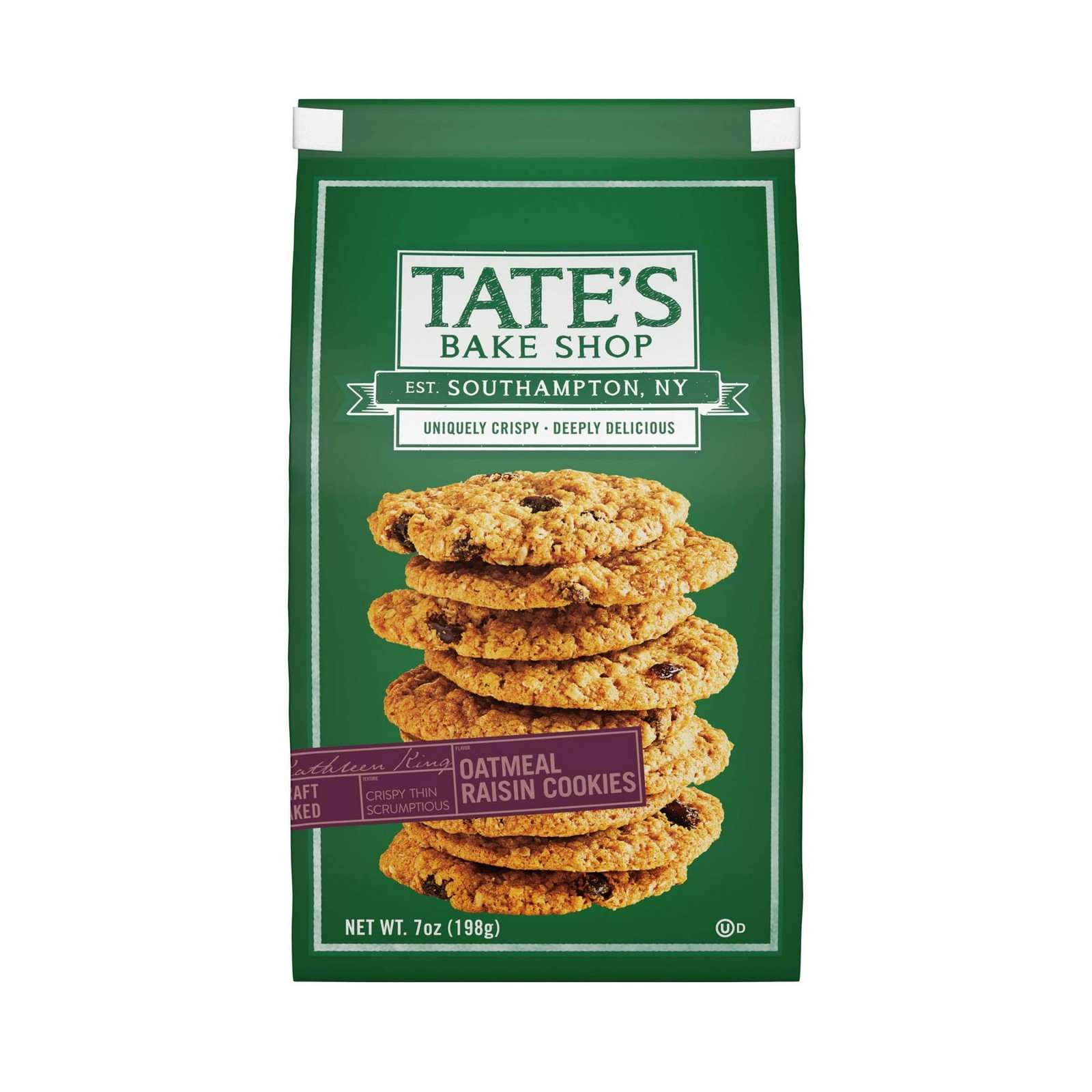 Tate’s Bake Shop Oatmeal Raisin Cookies, 7 oz package….