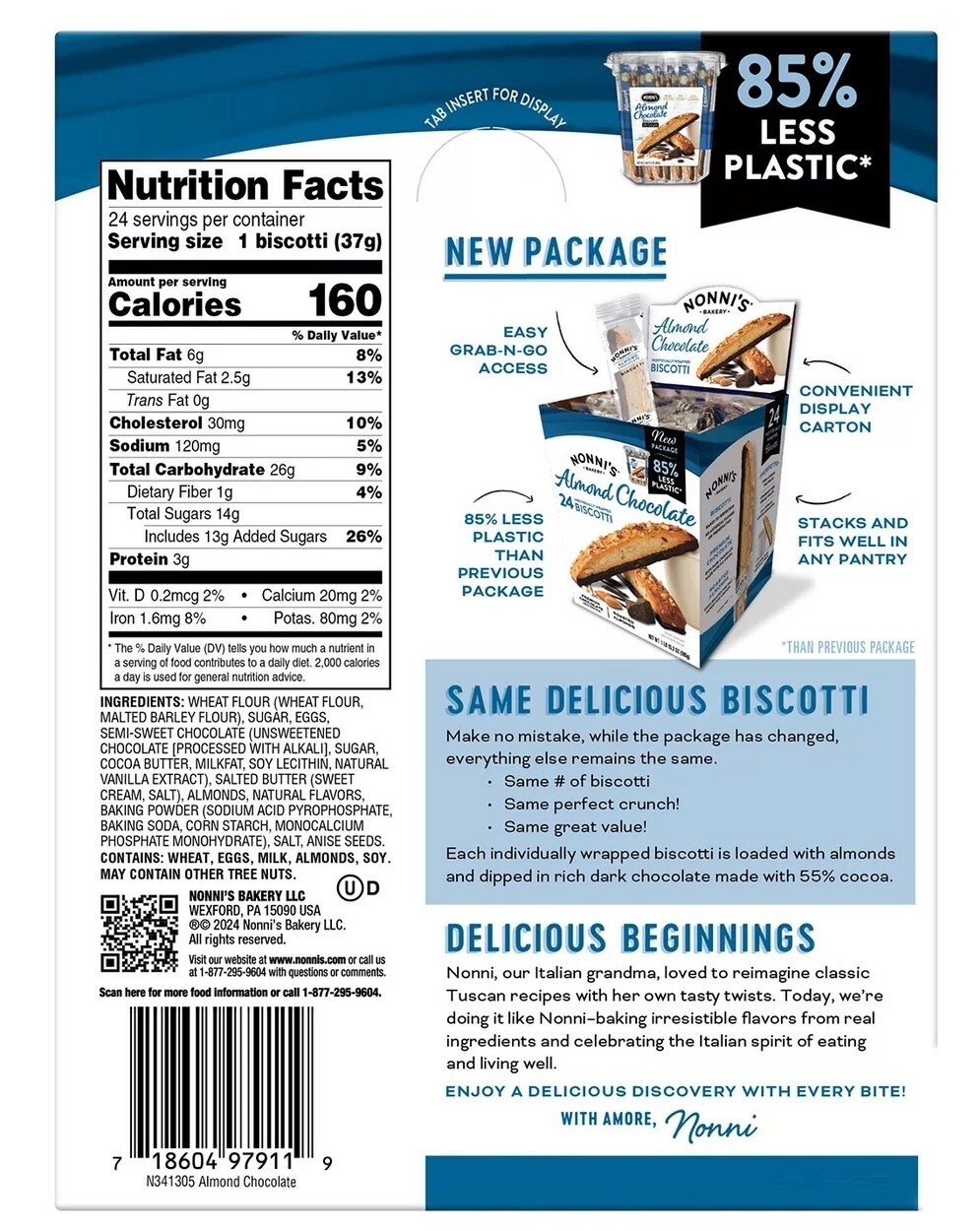 2 PACK – Nonni’s Almond Chocolate Biscotti 31.2 oz 24 count (Total 48 count)