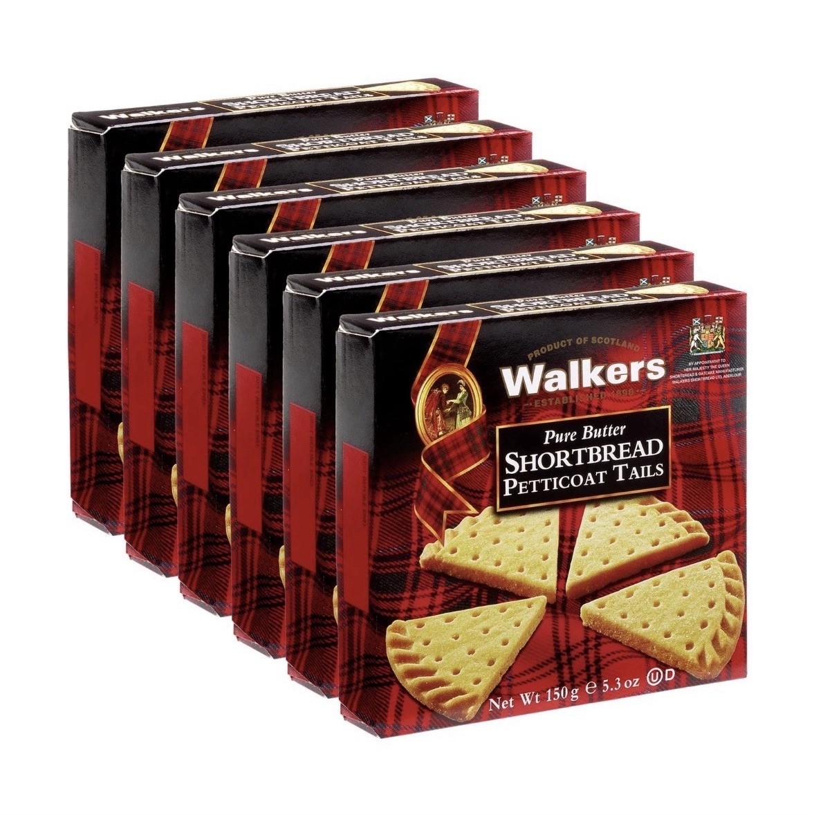 Walkers Pure Butter Shortbread Petticoat Tails 150g 6 Pack Cookie & Biscuit