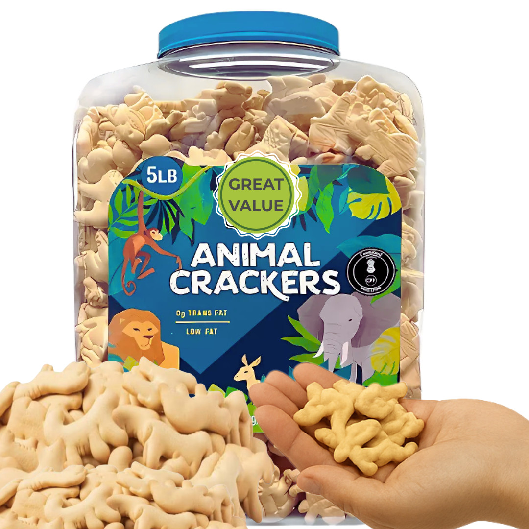 Animal Crackers 5 lb – Classic Sweet Snack in Resealable Tub for Parties & Group