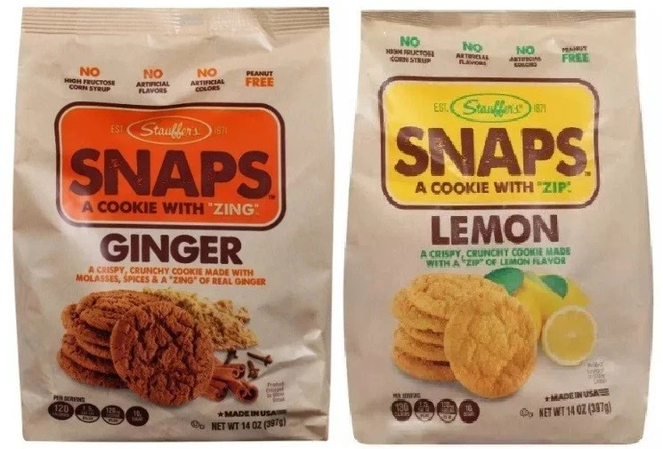 👌2 PACK- Stauffer’s Original Ginger and Lemon Snaps Cookies 14oz Bag (Each)😊