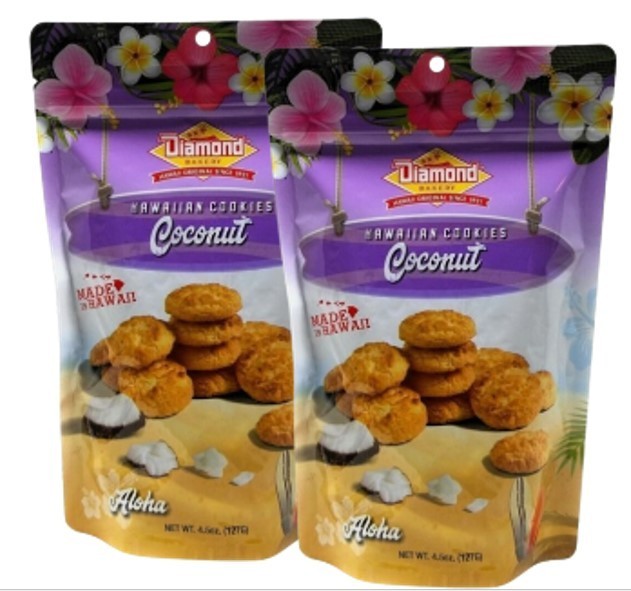 Diamond Bakery Hawaiian Coconut Cookies 4.5 oz Resealable Pouch – ( 2 bag )