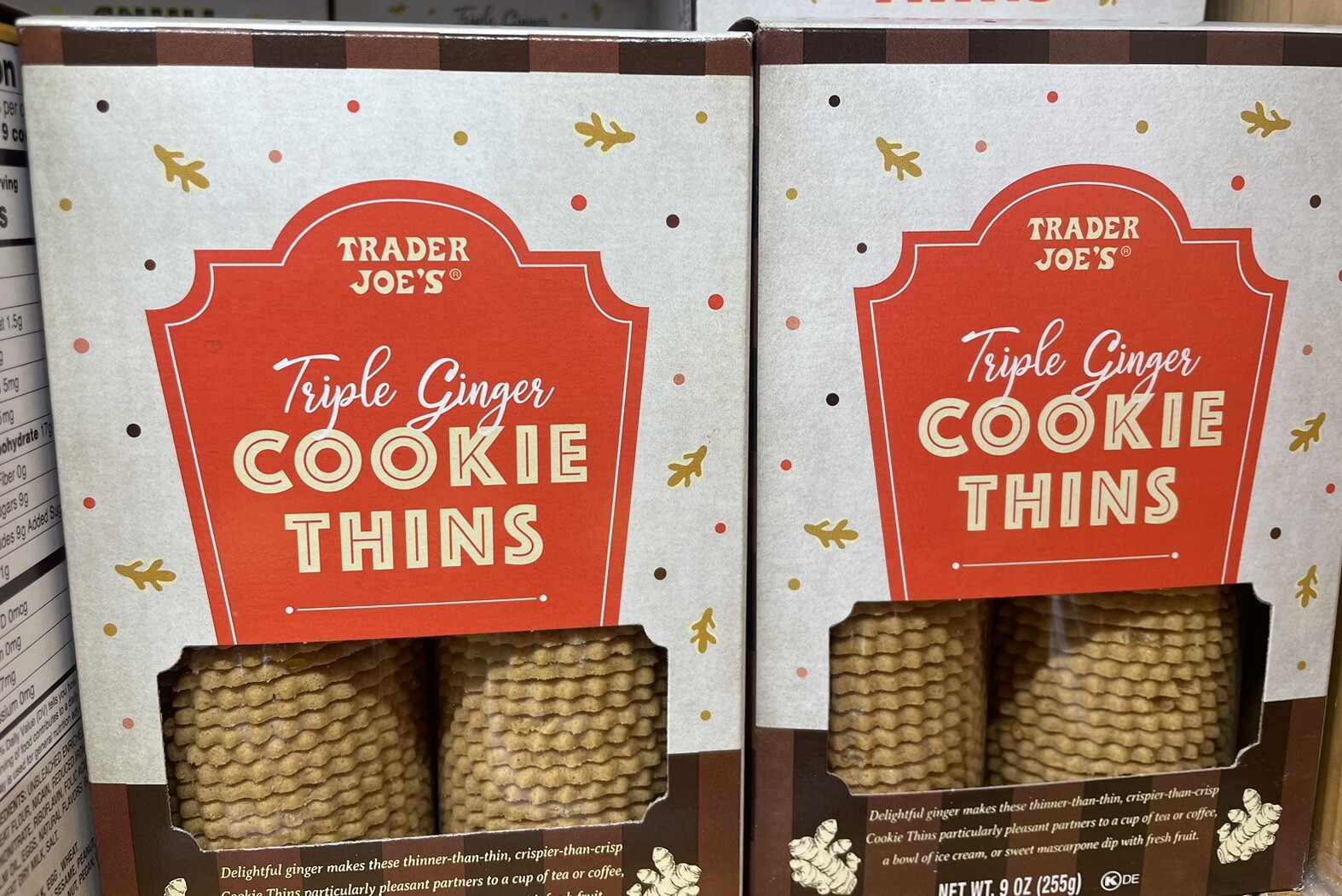 2 Packs of Trader Joe’s Cookie Thins Triple Ginger 9 OZ Each Pack