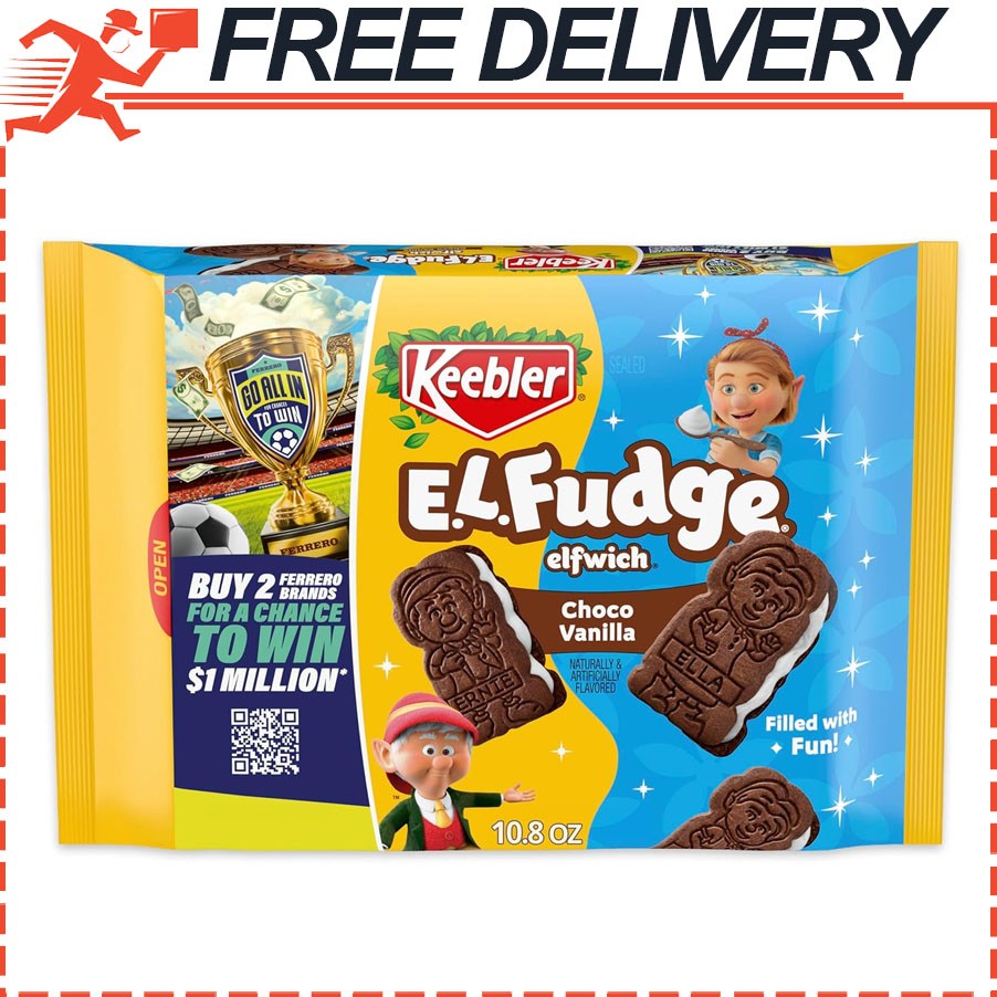 Keebler E.L. Fudge Elfwich Cookies Chocolatey Vanilla Sandwich Cookies, 10.8oz