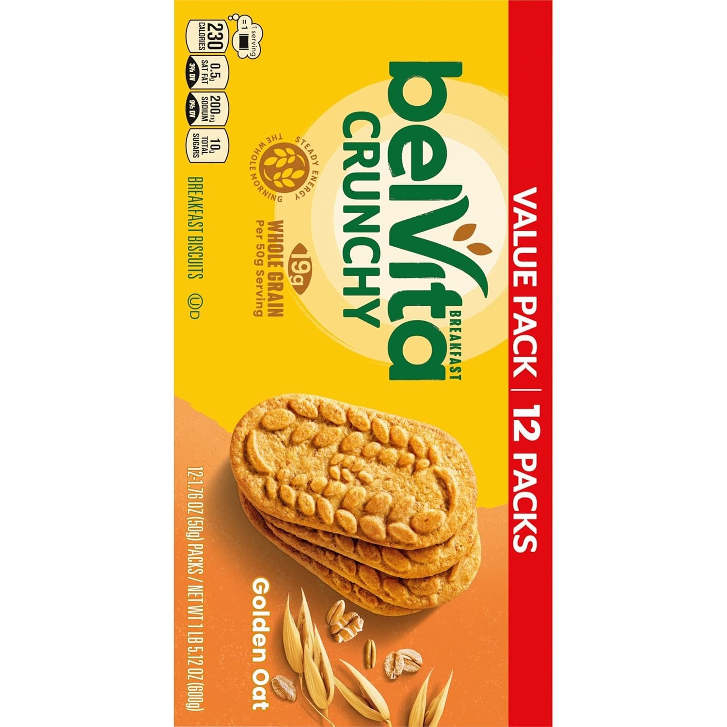 Breakfast Bars Biscuits, Golden Oat, Value Pack, 12 Packs 4 Biscuits Per Pack