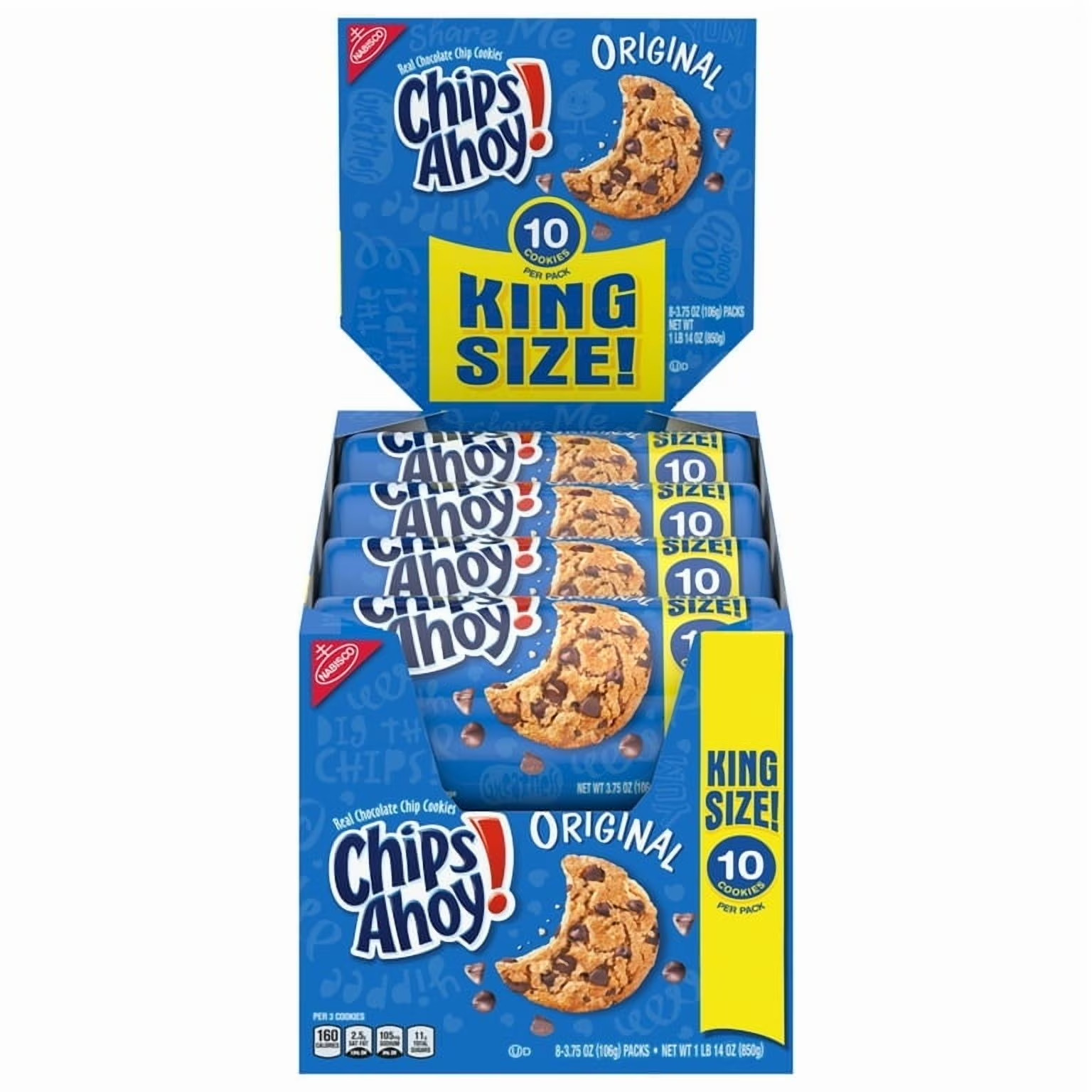 Chips Ahoy Original King Size Chocolate Chip Cookies 8 Packs 3.75 oz Each