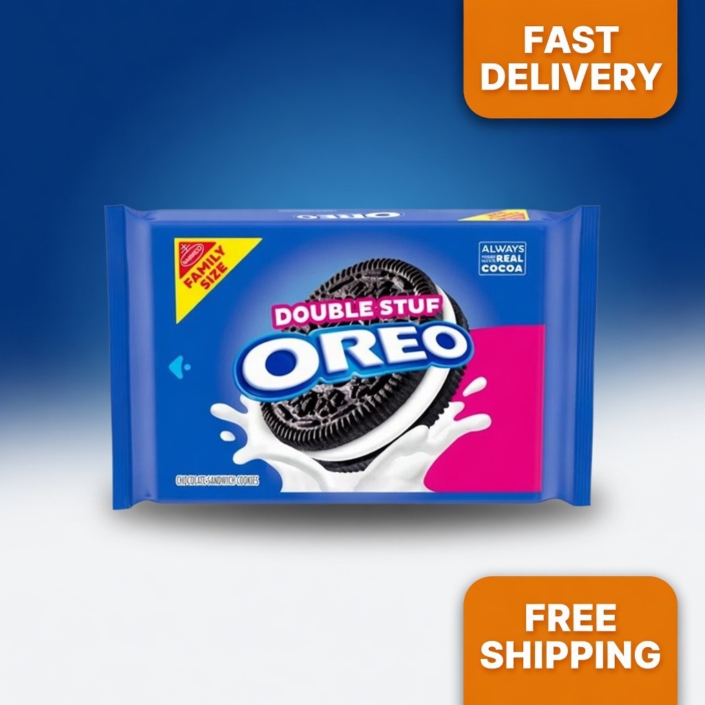 OREO Double Stuf Chocolate Sandwich Cookies, Family Size, 18.71 oz