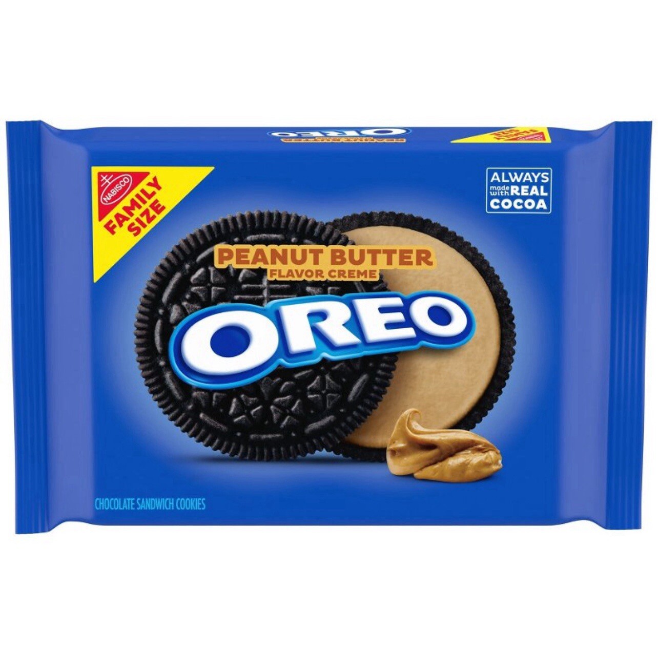 〽️ New Oreo Family Size Peanut Butter Creme Chocolate Sandwich Cookies 1lb 1oz