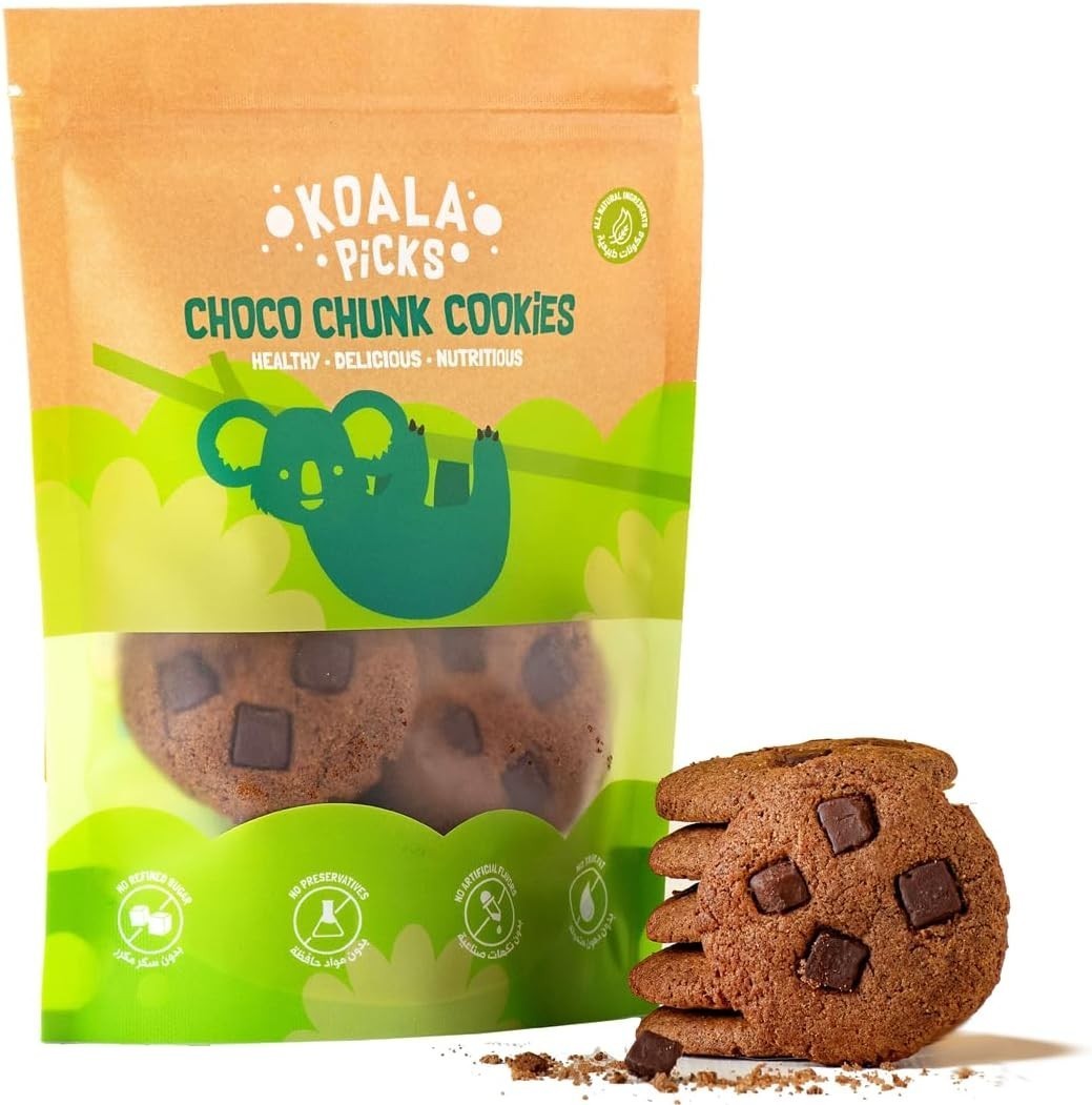 Koala Picks Choco Chunk & Choco Chip Cookies – Pack of 8, 160g Healthy Snack
