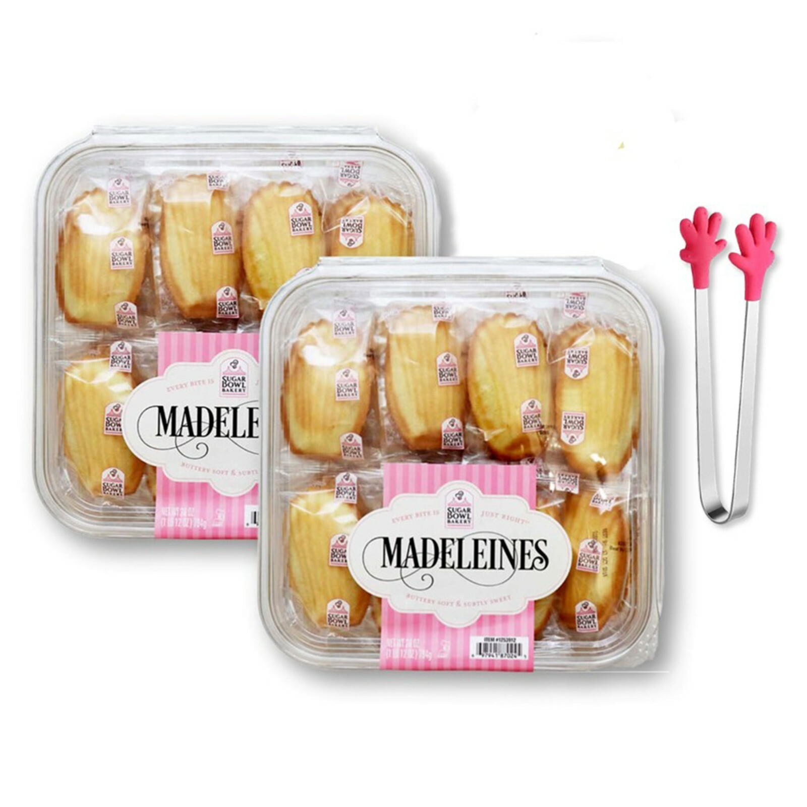 Sugar Bowl Madeleines Cake/Cookies 28 Oz. X 2 w Mini Silicone Tongs (3-Pc Set)