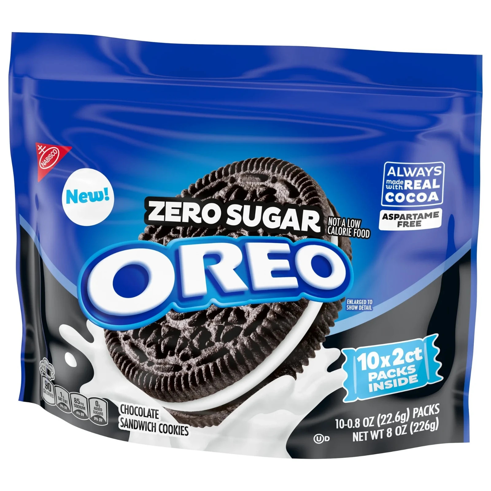 OREO Zero Sugar Chocolate Sandwich Cookies, 8 oz