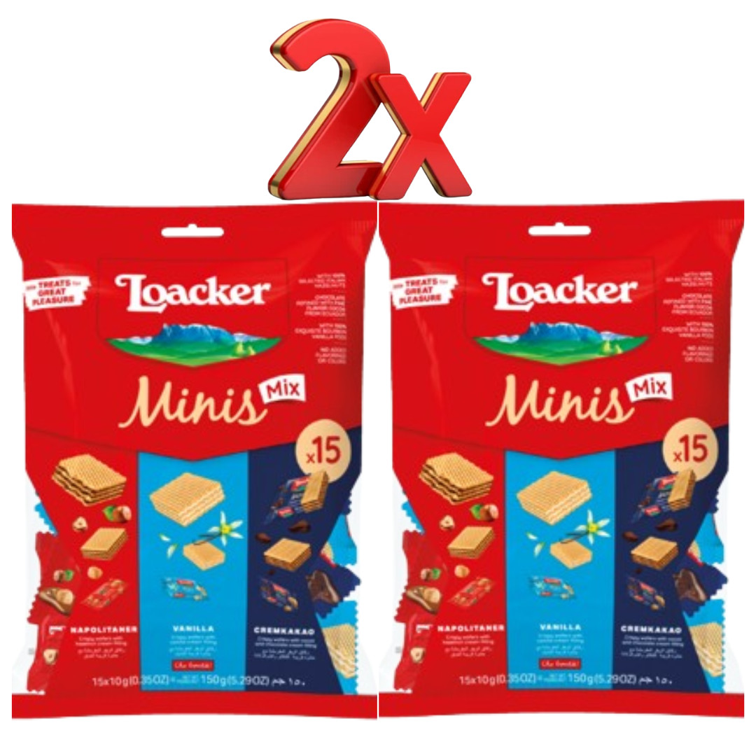 Loacker Minis Assorted Flavour Mix Wafers 150g / 5.30oz Pack (Pack Of 2)
