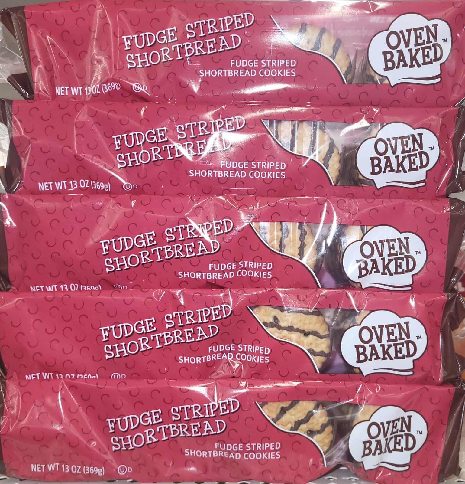 5 Pack Oven Baked Fudge Striped Shortbread Cookies Pack Of 5