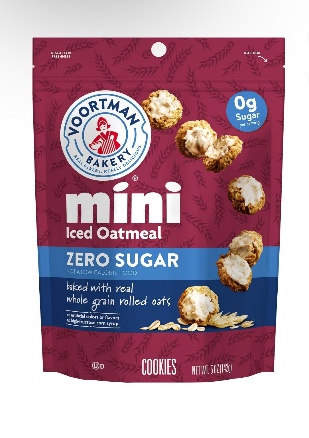 ⚫️ New Voortman Bakery Zero Sugar Mini Cookies Baked Wafers ICED OATMEAL 6.5oz