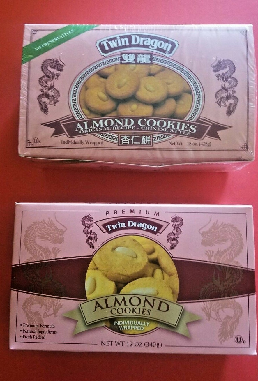 2 PACK VARIETY PREMIUM TWIN DRAGON ALMOND COOKIES FRESH PACKED