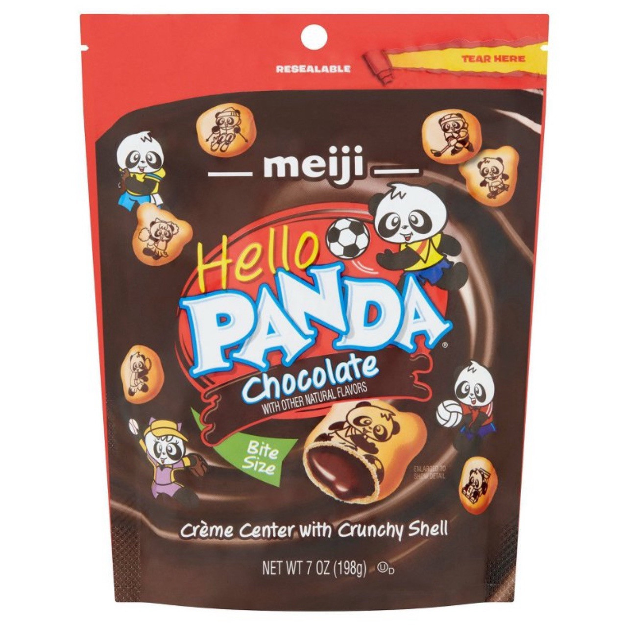 🔴 New Meiji Hello Panda Chocolate Creme Center Crunchy Shell Bite Cookies 7oz