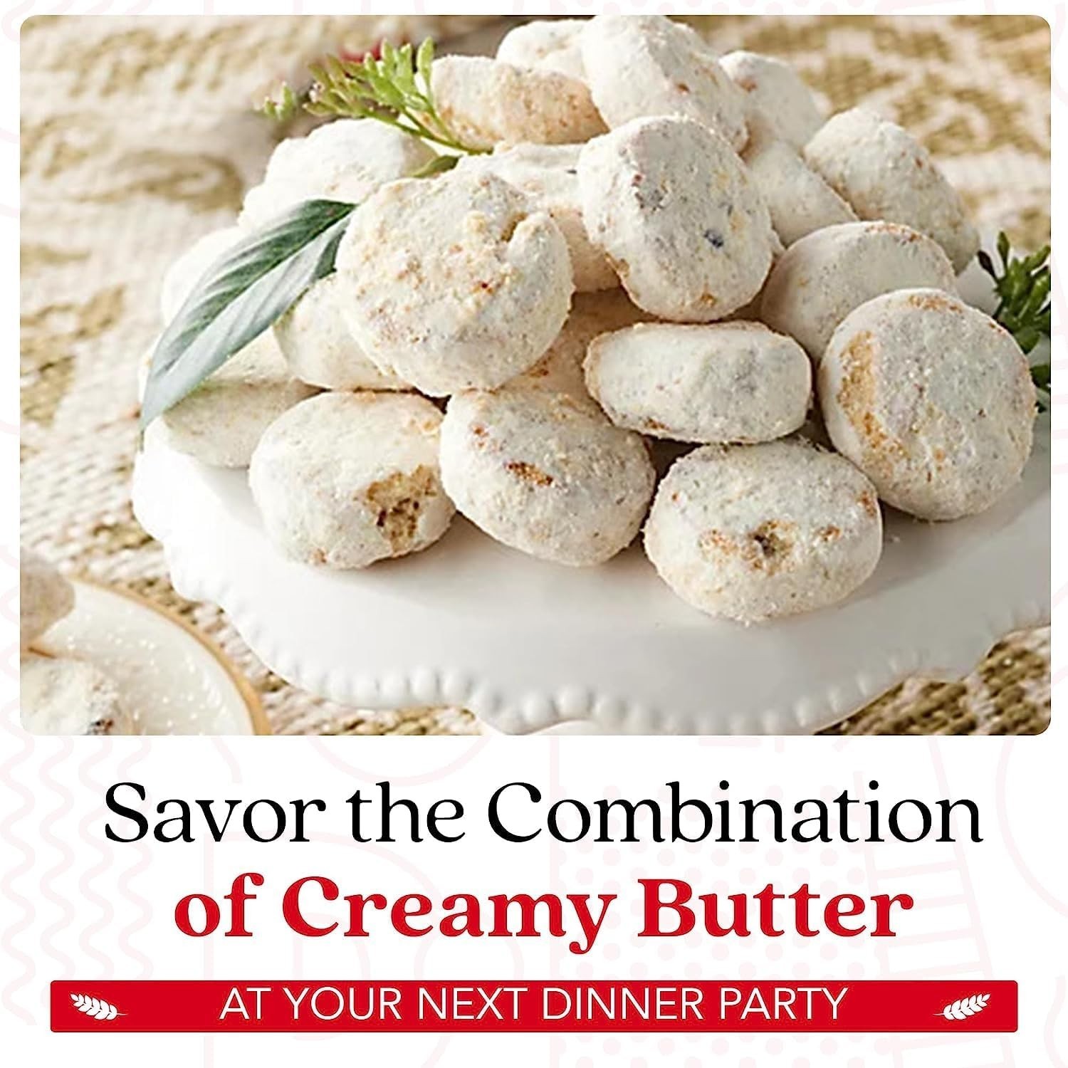 Gourmet Butter Pecan Meltaway Round Tin with Crunchy Pecans and Powdered Suga…