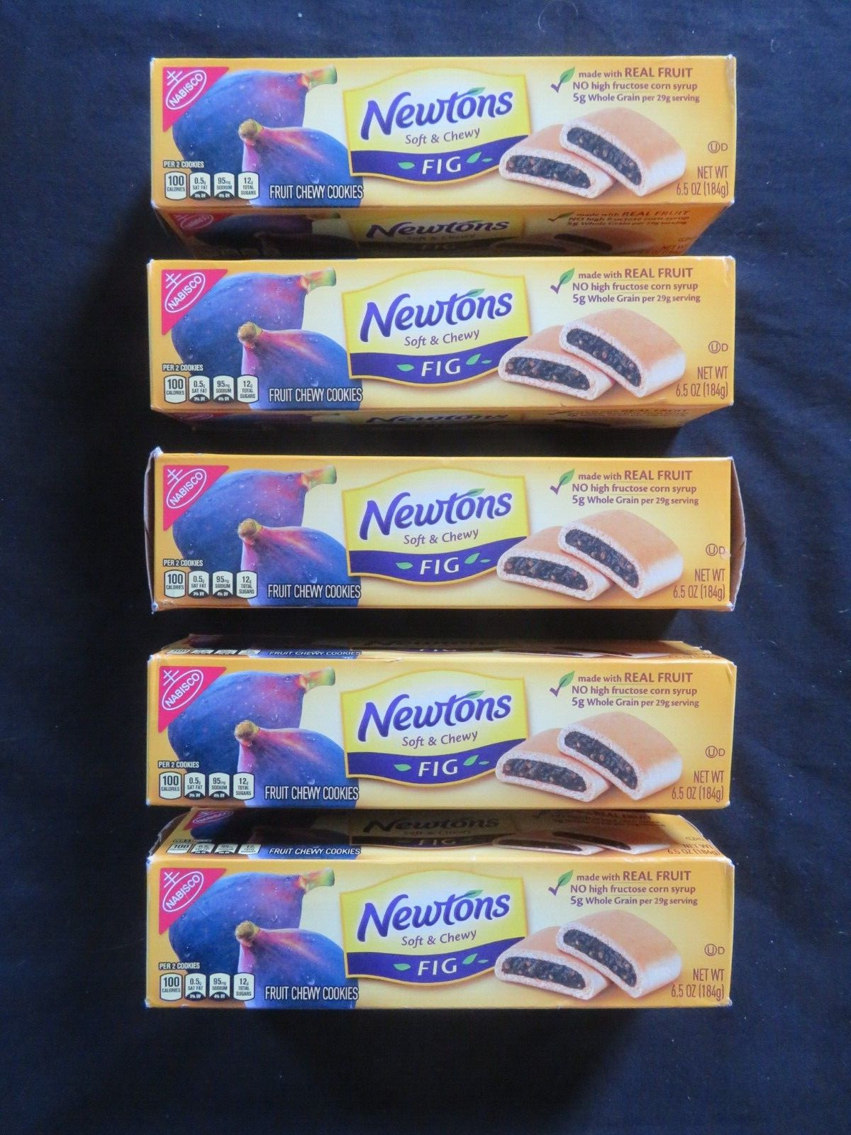 (5) Boxes Of Nabisco Fig Newtons Soft & Chewy Fruit Chewy Cookies 6.5 Oz Each