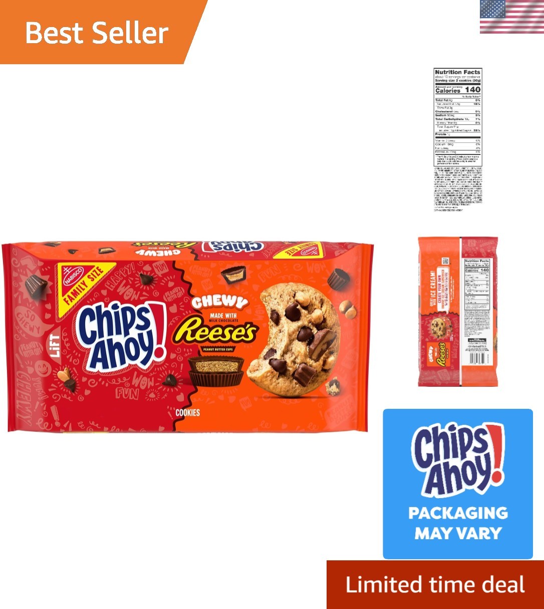 Soft and Chewy Chocolate Chip Cookies with Reese’s Peanut Butter Cups, 14.25 oz