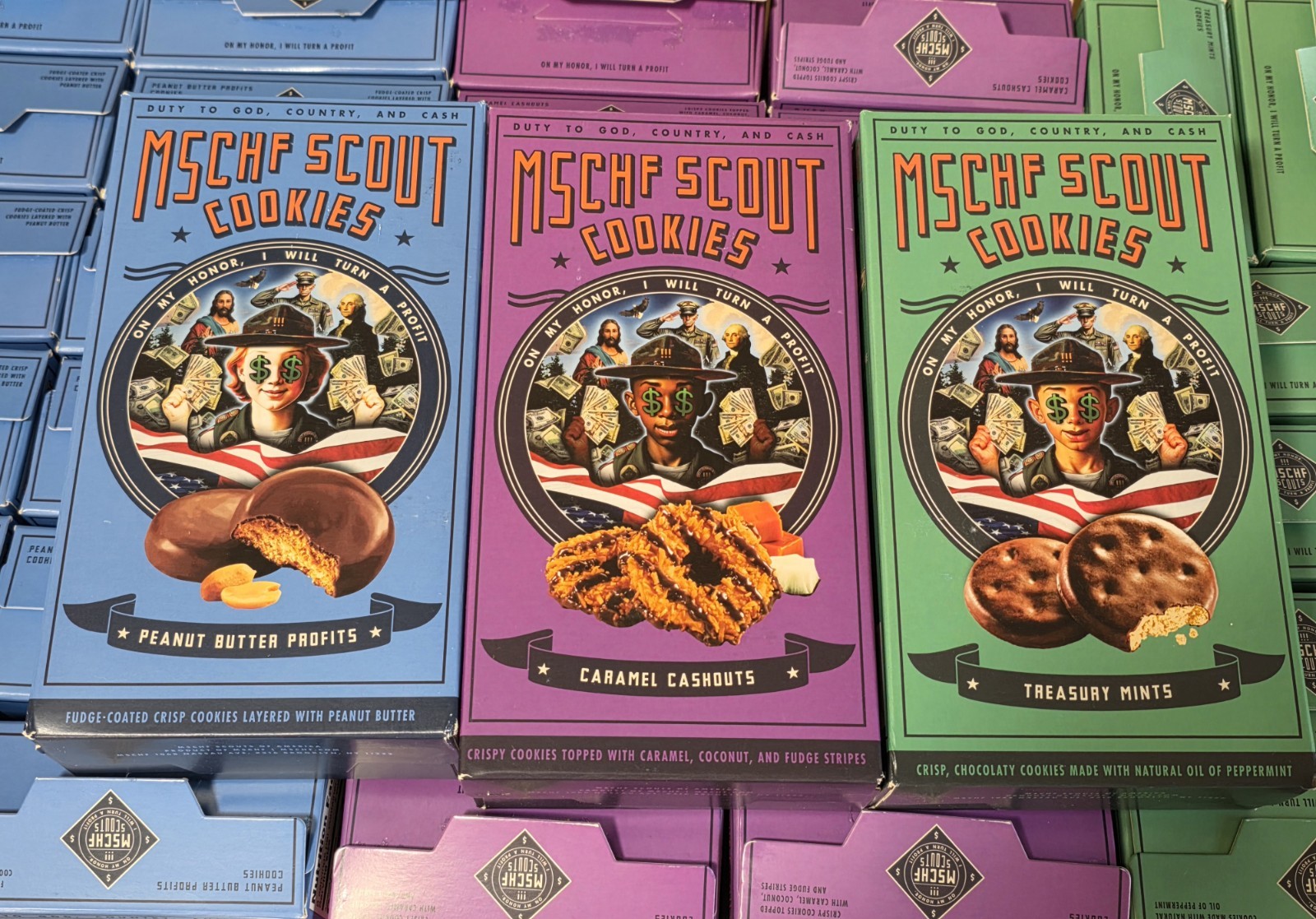 x3 Mixed Lot – MSCHF Girl Scout Cookies (Peanut Butter + Thin Mints + Samoas)