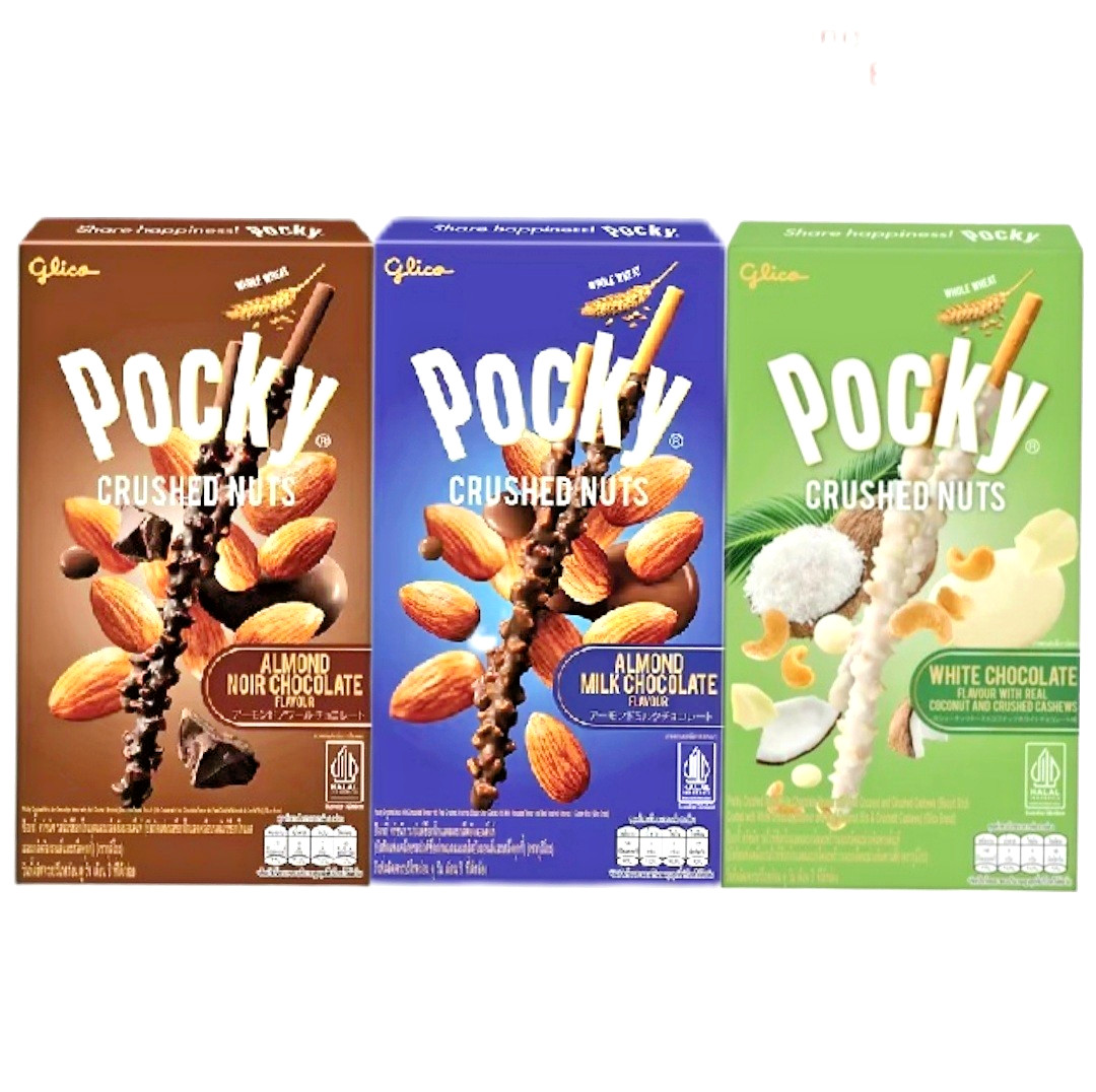Glico Pocky Crush Nuts Biscuit Sticks – 3 Flavors Variety Pack【US DDP】