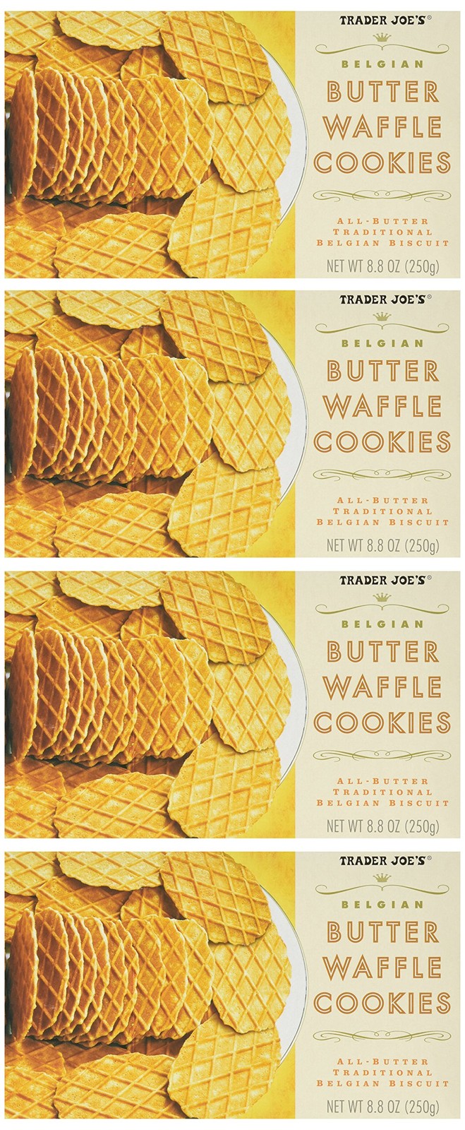 Trader Joe’s Belgian Butter Waffle Cookies Pack of 4 8.8oz No Artificial Flavors